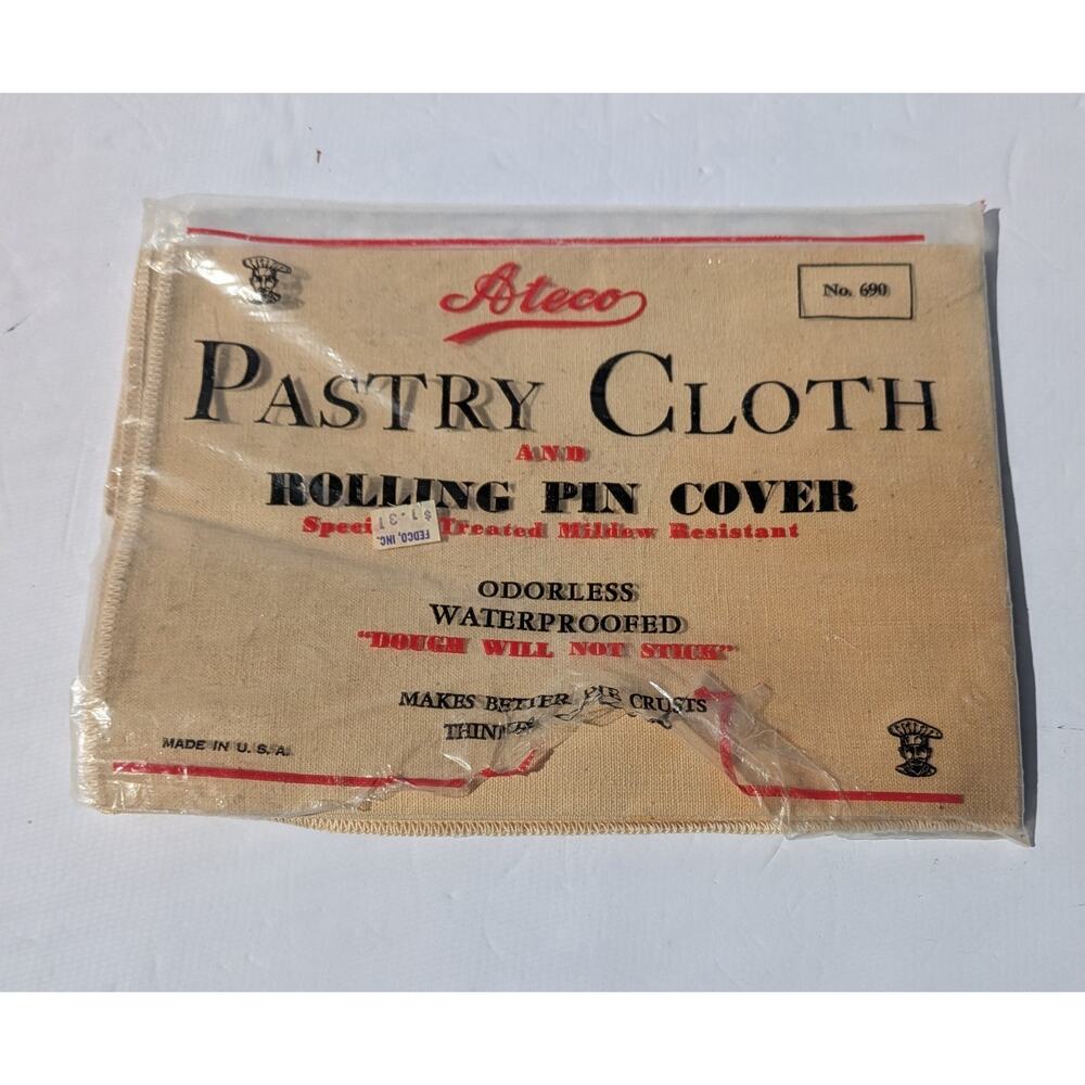 Ateco Pastry Cloth & Rolling Pin Cover Set #690 Mildew Resistant New Sealed USA